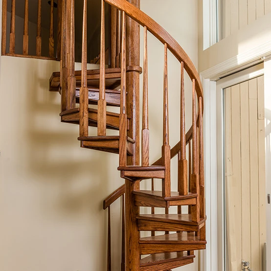 all wood spiral staircase mezzanine