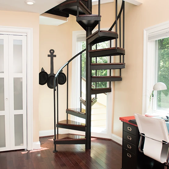 open frame traditional spiral staircase