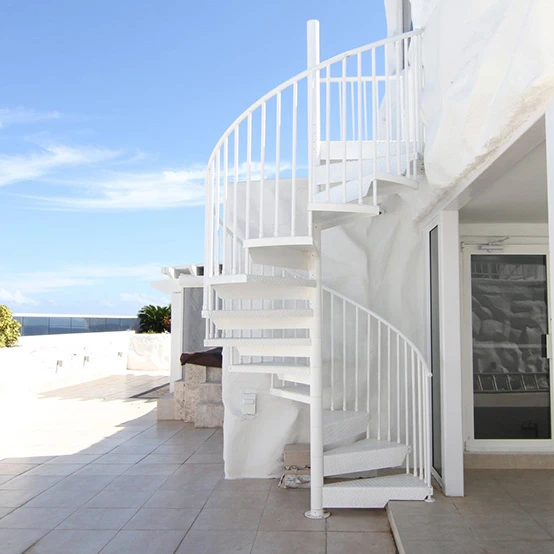 all white spiral staircase miami deck