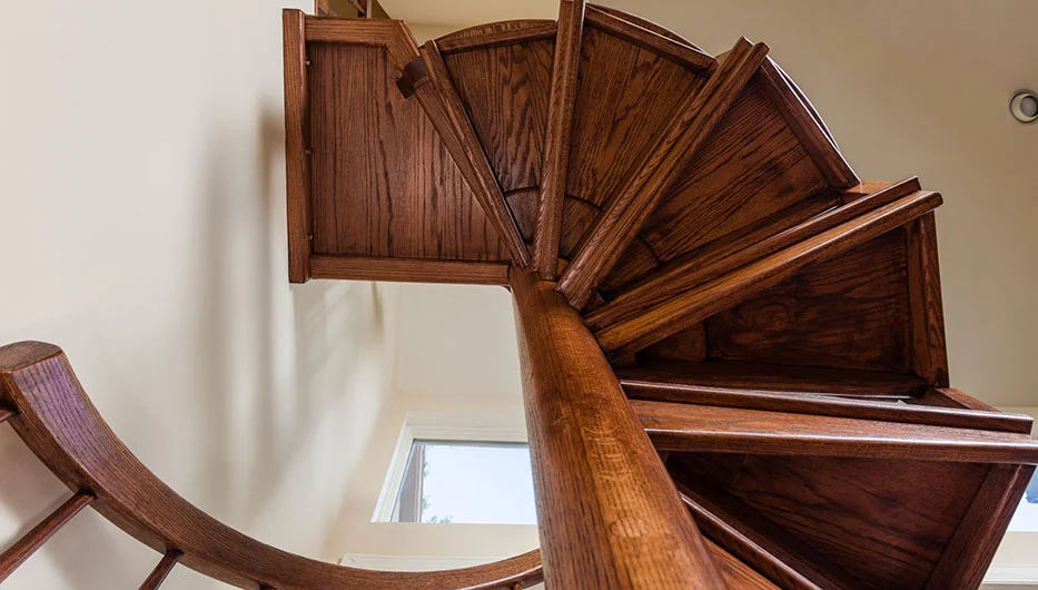 hand crafted solid wood spiral stair