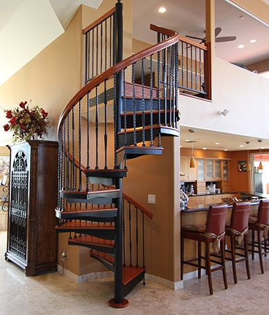 kitchen forged iron spiral staircase