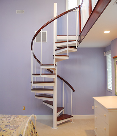 bedroom loft spiral staircase