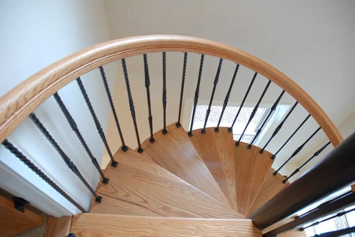 steel spiral staircase with twist balusters