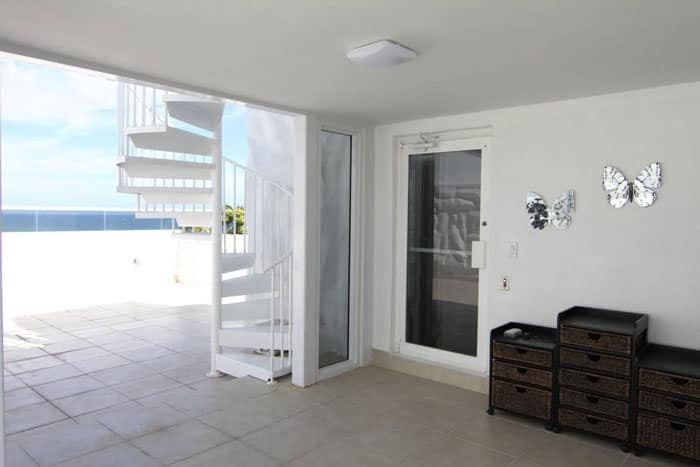 roof top deck to lower level patio
