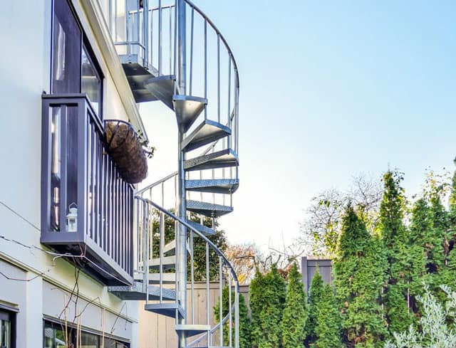 deck to balcony spiral staircase