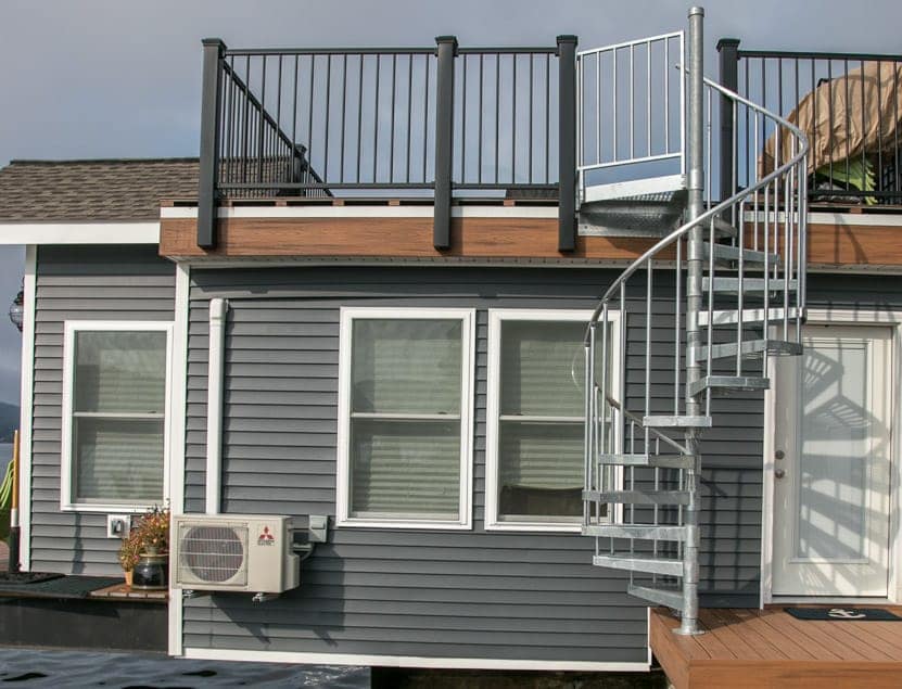 boat house galvanized spiral stair