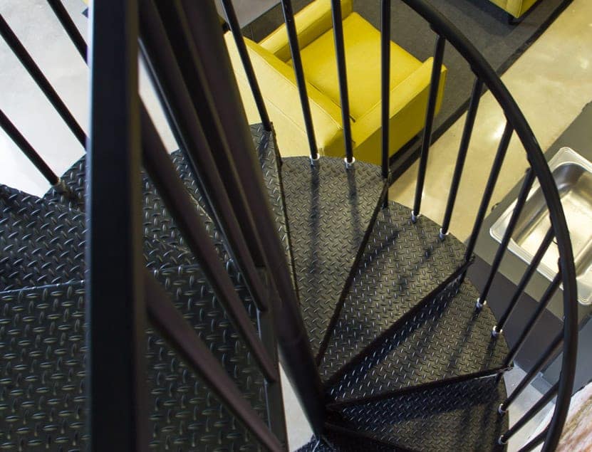 industrial office spiral staircase