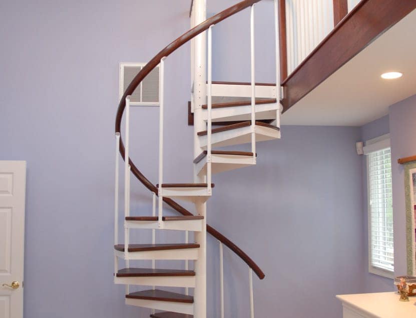 painted steel spiral staircase to loft
