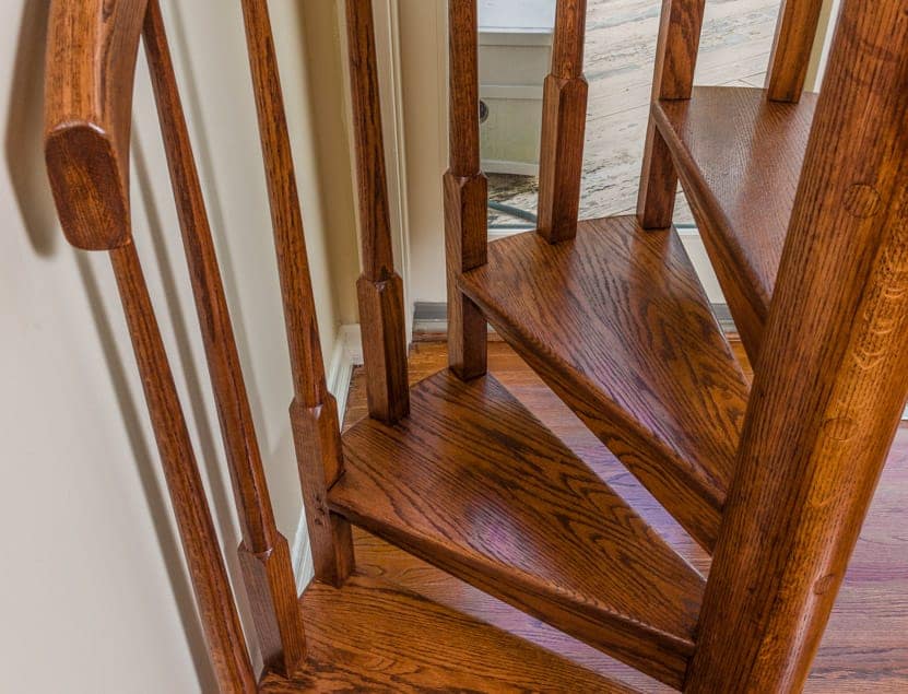 all wood spiral staircase mahogany treads