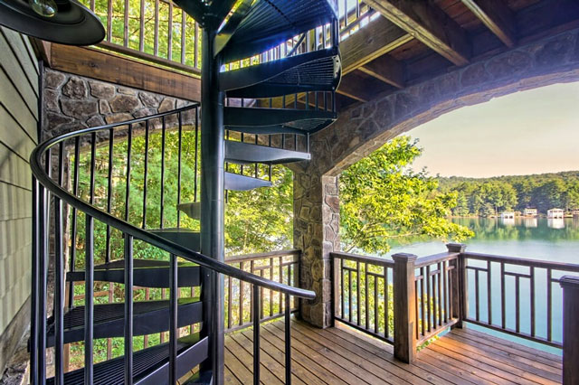 The Retreat (Outdoor Aluminum Black Spiral Stairs)