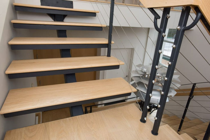 open tread modular straight stairs