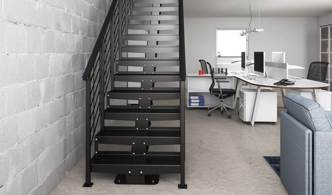 all steel modular straight stairs