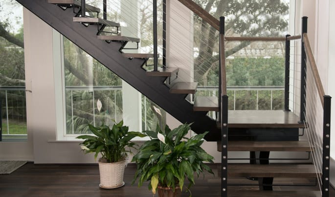 residential mono stringer straight stairs