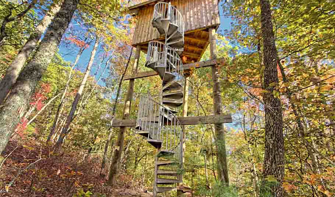 The Adventurer (Outdoor Galvanized Treehouse Spiral Stairs)