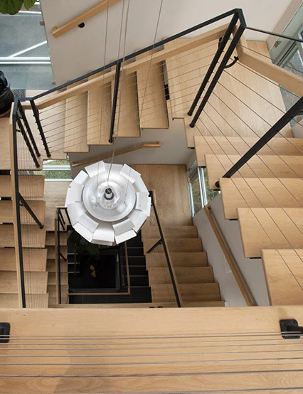 large multi-story floating stair in office building