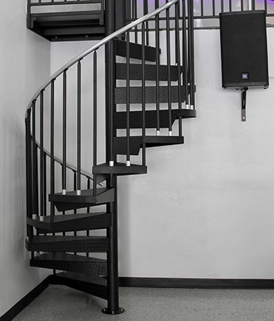 garage steel spiral staircase