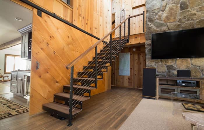 open frame steel staircase