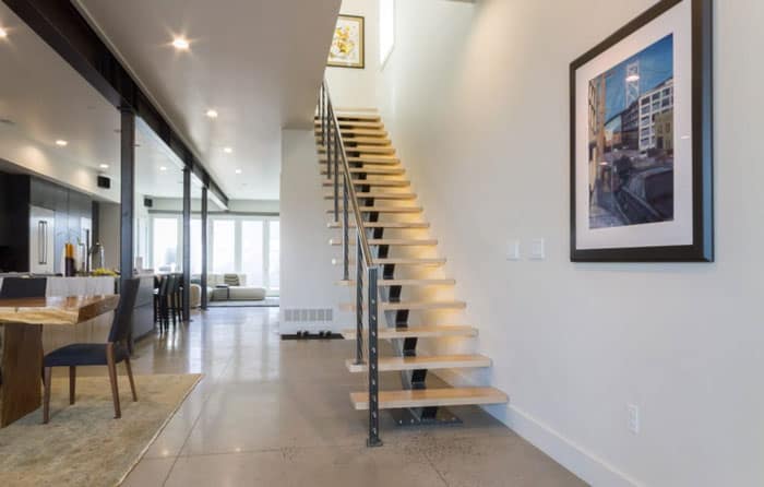 solid wood treads on residential mono stringer