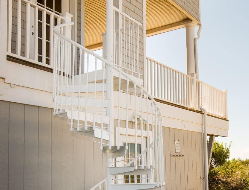 outdoor custom series spiral stair with railing