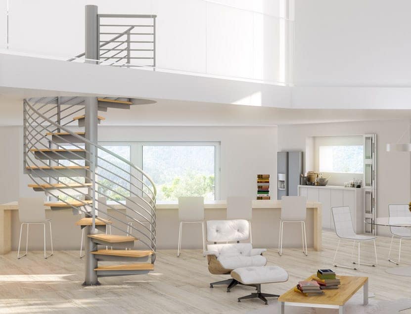 modern living room with line rail