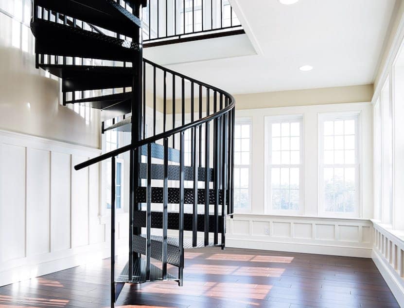 contemporary steel interior spiral staircase