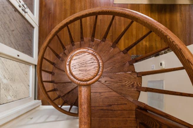 all wood mahogany spiral staircase