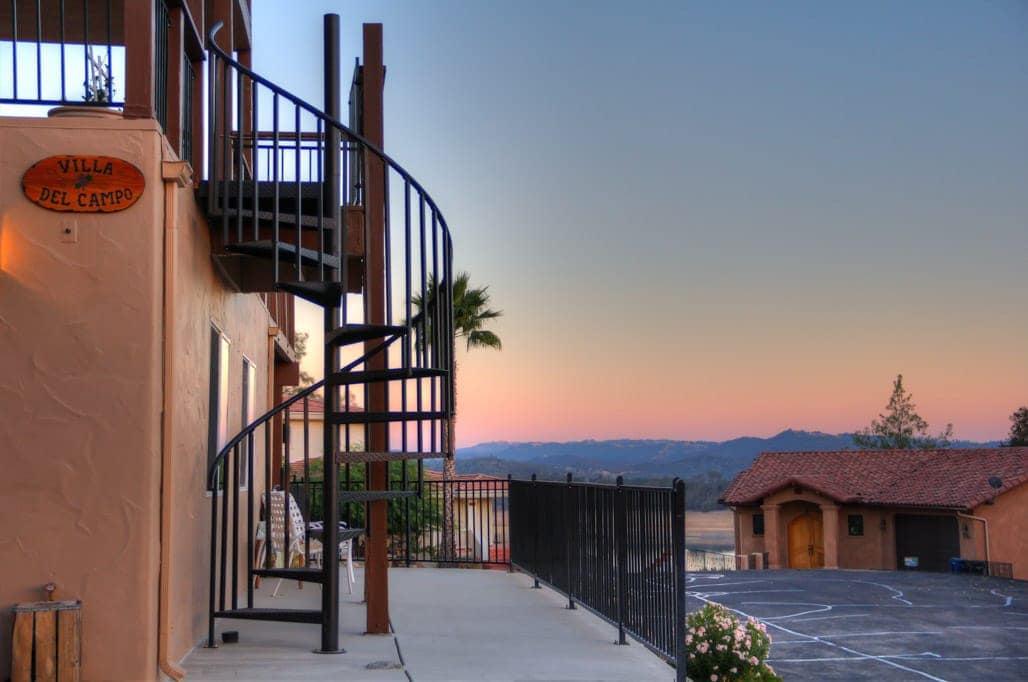 california balcony with spiral stair