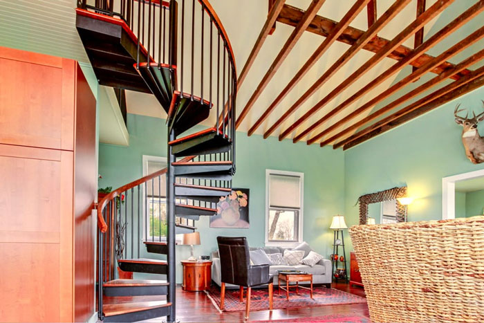 The Carrington (Indoor Steel Living Room Spiral Stairs)