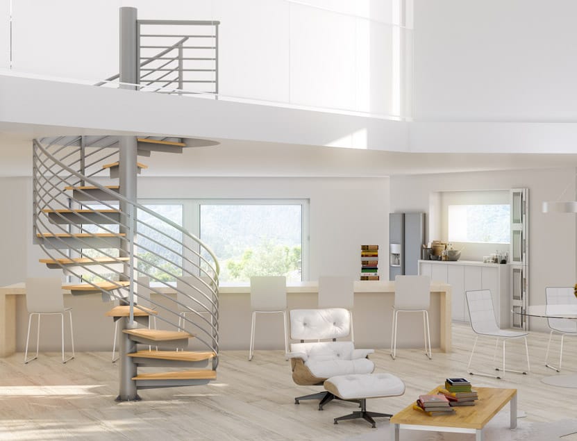 The Hutson (Indoor Steel Living Room Spiral Stairs)
