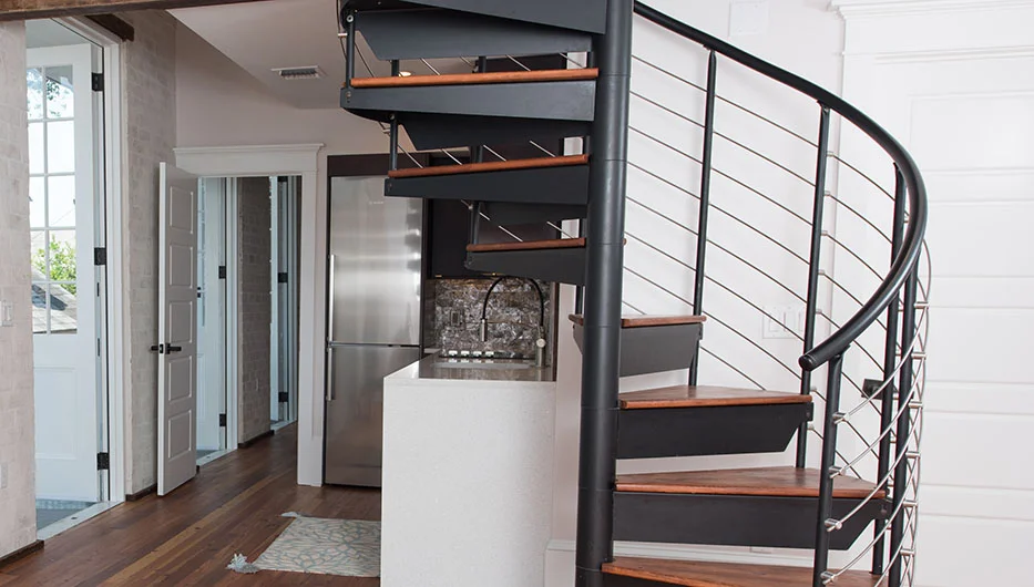 matching loft railing spiral staircase