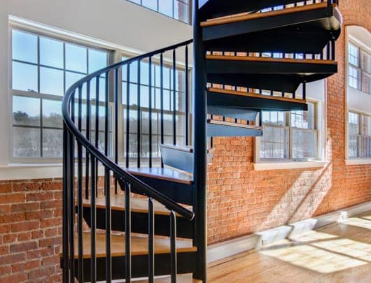steel spiral staircase in renovated condo