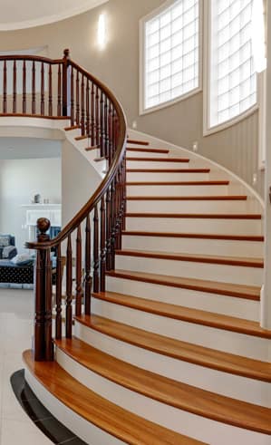 wooden curved staircase