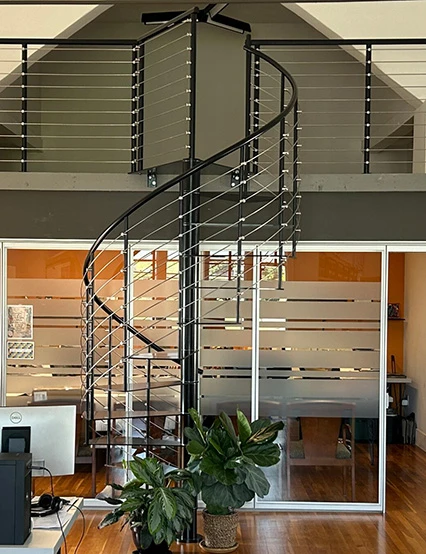 all steel diy spiral staircase with modern line rail