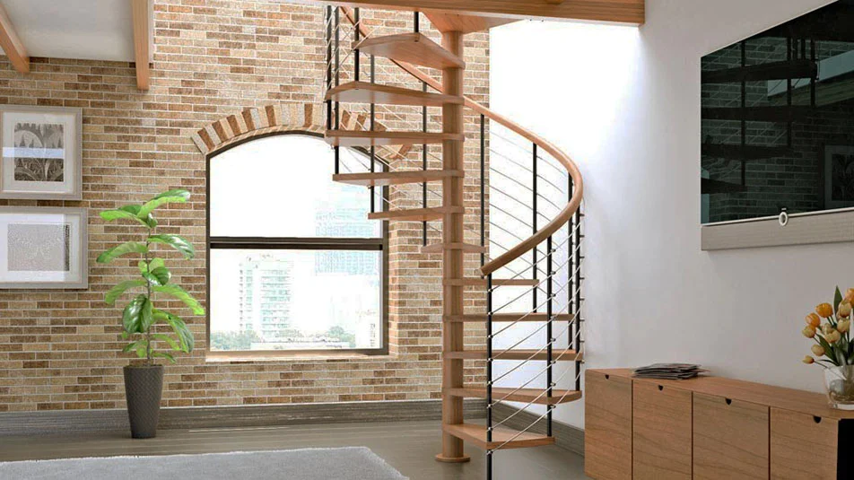 customize wood spiral stair kit