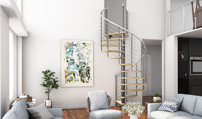 The Finley (Indoor Steel Modern Spiral Stairs)