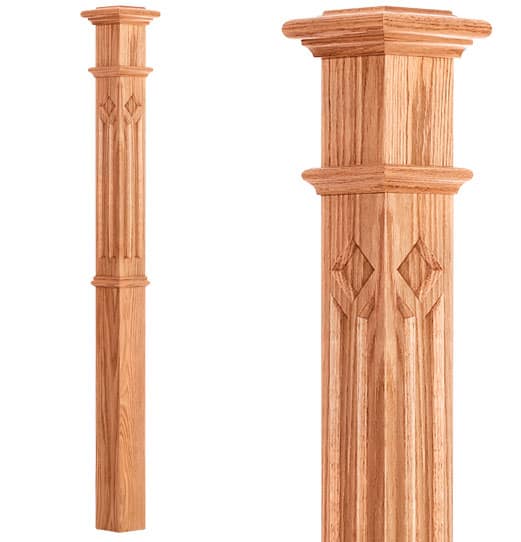 Diamd/Trapezd Inlay Inter. Box Newel