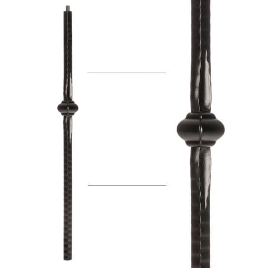Single Knuckle Hammered Face Newel - 3/16" X 48"