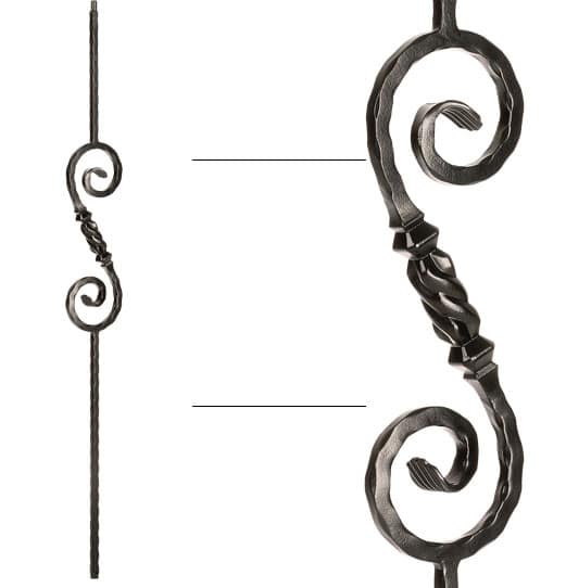 Beehive Scroll Baluster - 9/16" X 44"