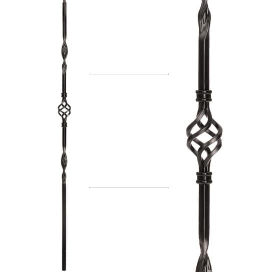 Double Ribbon Single Basket Baluster - 1/2" X 44"