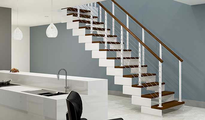white powder coated staircase
