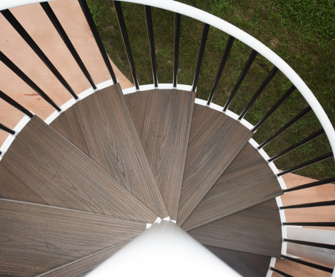 aluminum spiral stairs with composite treads