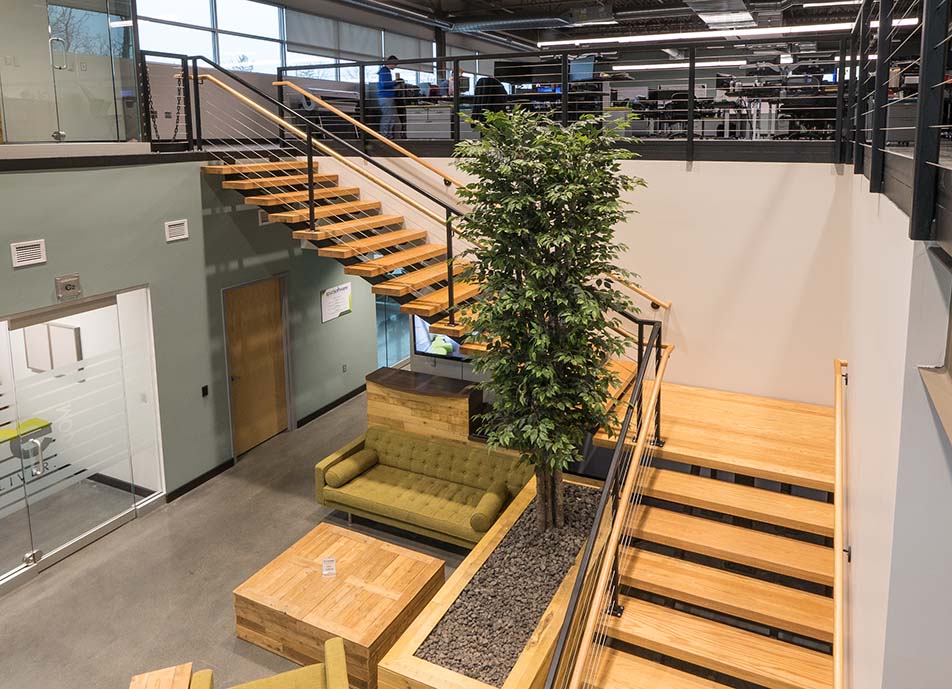 industrial style straight stairs
