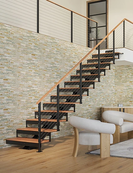 the alden floating stair - easy diy mono stringer floating staircase kit