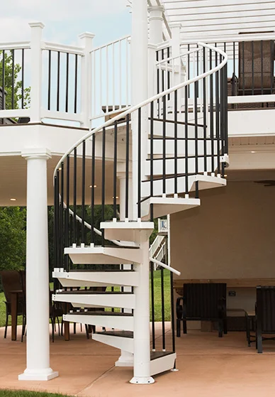 outdoor spiral stairs uses card