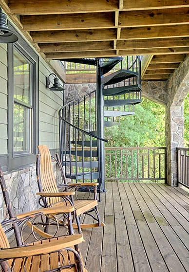 aluminum spiral stair lake house