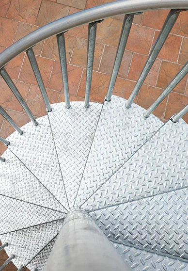 galvanized spiral stairs card
