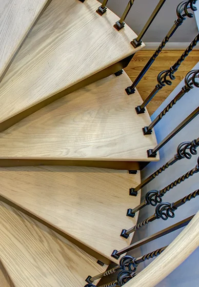 forged iron spiral stairs card