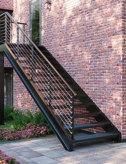 outdoor aluminum side stringer floating stair