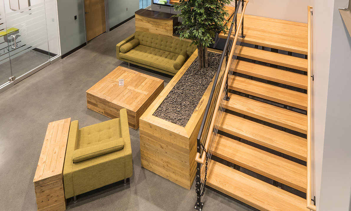 commercial building floating staircases