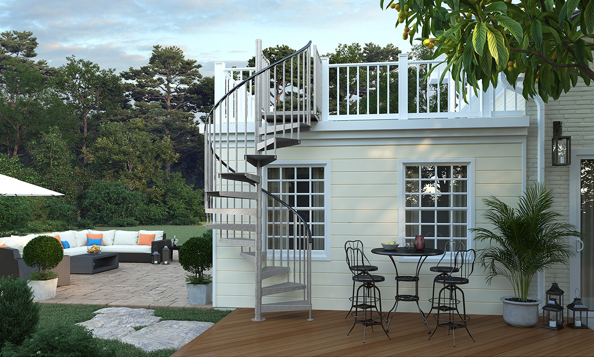 quick ship in stock outdoor spiral staircase